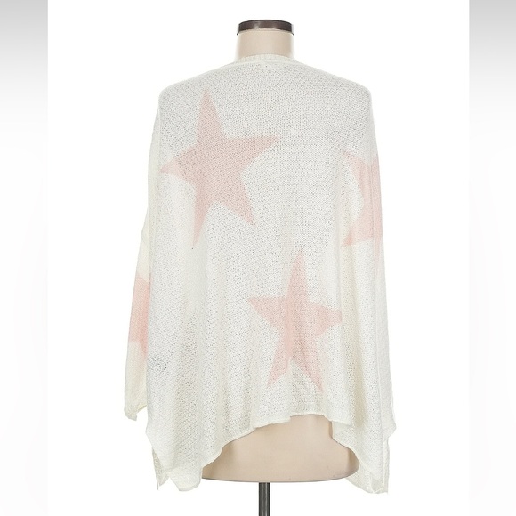 NWOT: POL Boho Ivory Pink Star Dolman Sleeve Oversized Knit Tunic Top• Medium - Picture 2 of 6